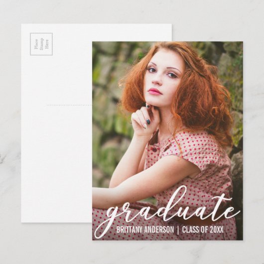 Stijlvolle Afstuderen Aankondiging Foto Briefkaart (Voorkant / Achterkant)