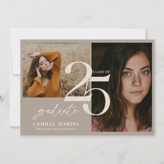 Stijlvolle Afstuderen Class 2025 Party Kaart (Voorkant)