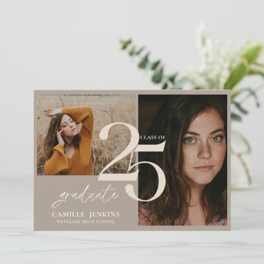 Stijlvolle Afstuderen Class 2025 Party Kaart (Staand voorkant)