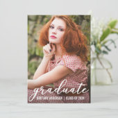 Stijlvolle Afstuderen Foto Aankondiging Kaart (Staand voorkant)