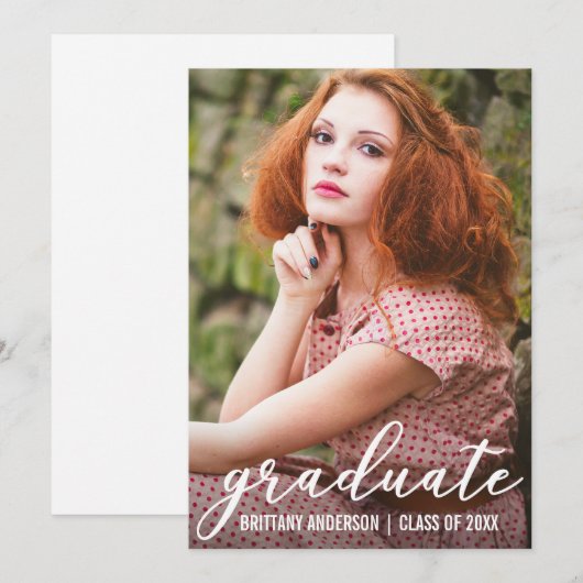 Stijlvolle Afstuderen Foto Aankondiging Kaart (Voorkant / Achterkant)