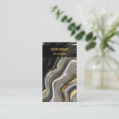 Stijlvolle Agaat zwart en goud verticaal Visitekaartje (Staand voorkant)