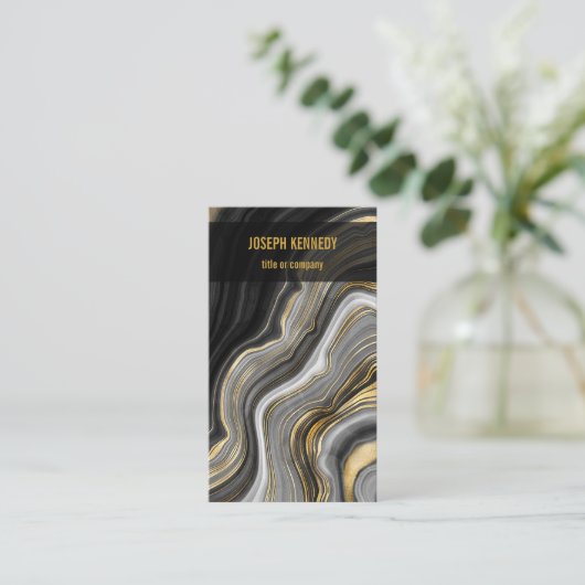 Stijlvolle Agaat zwart en goud verticaal Visitekaartje (Staand voorkant)