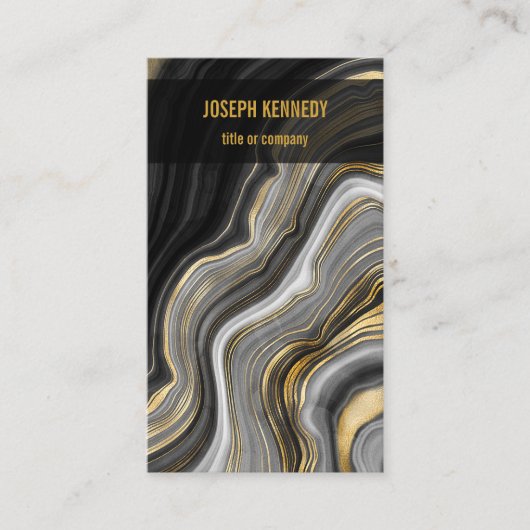 Stijlvolle Agaat zwart en goud verticaal Visitekaartje (Voorkant)