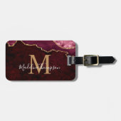 Stijlvolle Agate Geode Bourgondië Monogram Bagagelabel (Voorkant horizontaal)