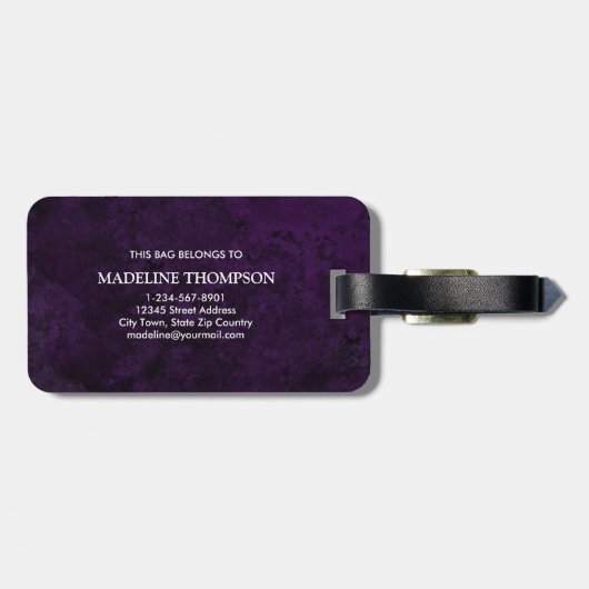 Stijlvolle Agate Geode Paarse Monogram Bagagelabel (Achterkant horizontaal)