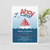 Stijlvolle Ahoy Matey Nautical Boy Verjaardagsfees Kaart (Staand voorkant)