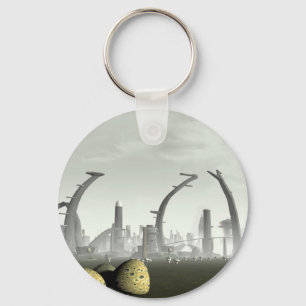 Stijlvolle Alien City-Sleutelhanger Sleutelhanger