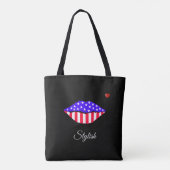 Stijlvolle Amerikaanse vlaglippen en kalligrafie o Tote Bag (Achterkant)