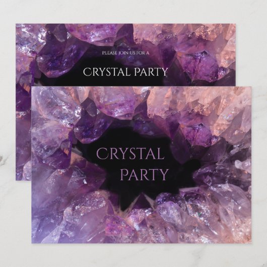 Stijlvolle Amethyst Crystal Party Kaart (Voorkant / Achterkant)