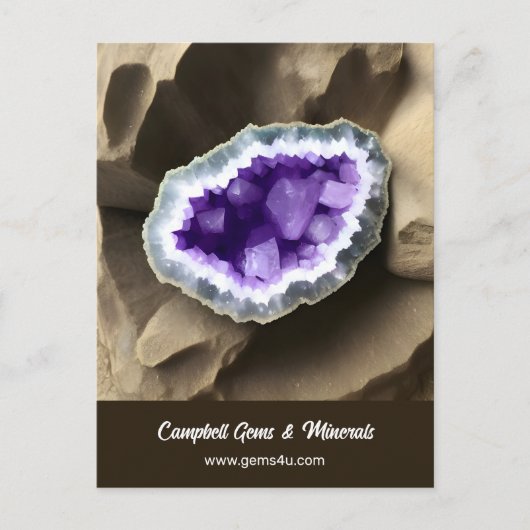 Stijlvolle Amethyst Geode Custom Business Postcard Briefkaart (Voorkant)