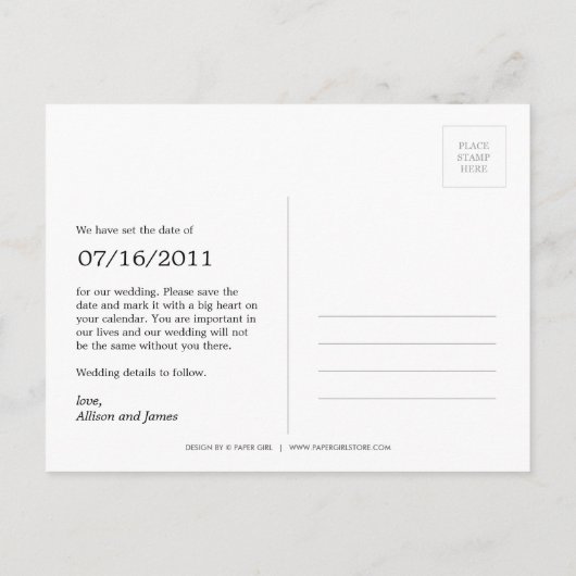 Stijlvolle Ampersand Save The Date Briefkaart (Sin (Achterkant)