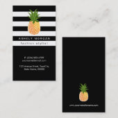Stijlvolle anananas met zwarte witte strepen visitekaartje (Voorkant / Achterkant)