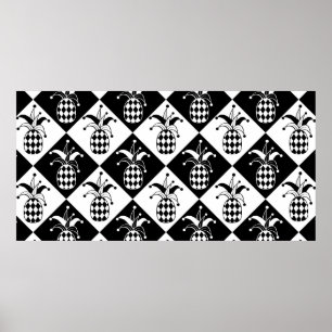 Stijlvolle anananas. Pet en Rhombus Harlequin. Zee Poster