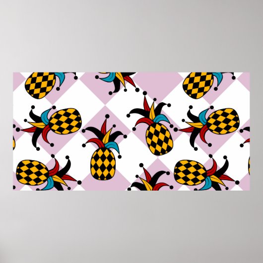 Stijlvolle anananas. Pet en Rhombus Harlequin. Zee Poster (Voorkant)