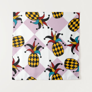 Stijlvolle anananas. Pet en Rhombus Harlequin. Zee Wandkleed