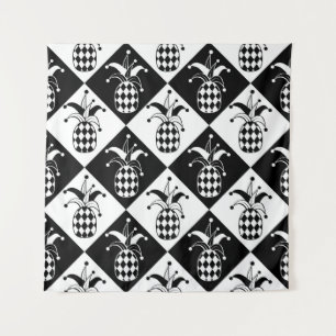 Stijlvolle anananas. Pet en Rhombus Harlequin. Zee Wandkleed