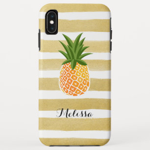 Stijlvolle Ananas Waterverf Gouden Strepen Case-Mate iPhone Case