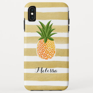 Stijlvolle Ananas Waterverf Gouden Strepen Case-Mate iPhone Case