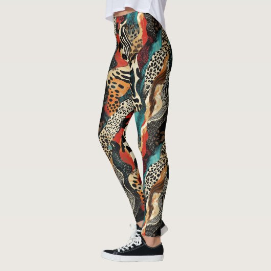 Stijlvolle Animal Print Fusion Design Leggings (Links)