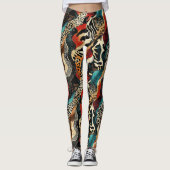 Stijlvolle Animal Print Fusion Design Leggings (Voorkant)
