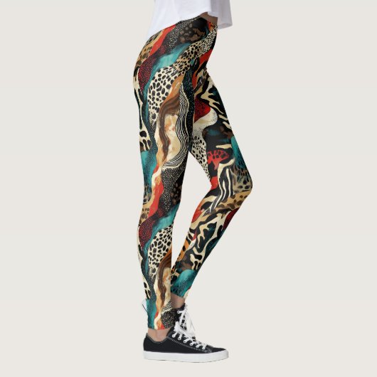 Stijlvolle Animal Print Fusion Design Leggings (Rechts)