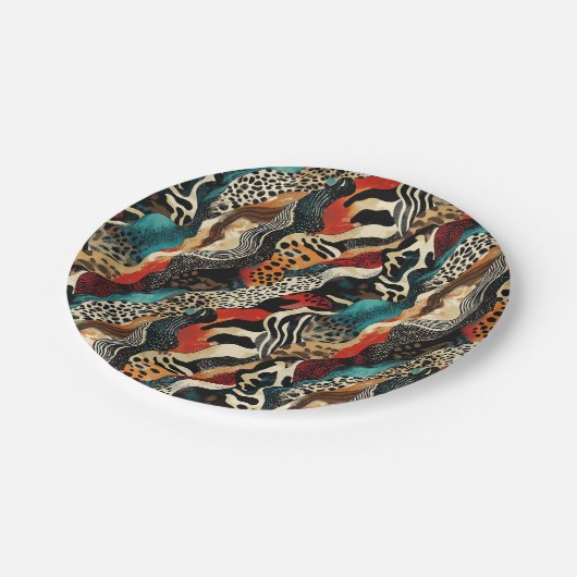 Stijlvolle Animal Print Fusion Design Papieren Bordje (Gekanteld)