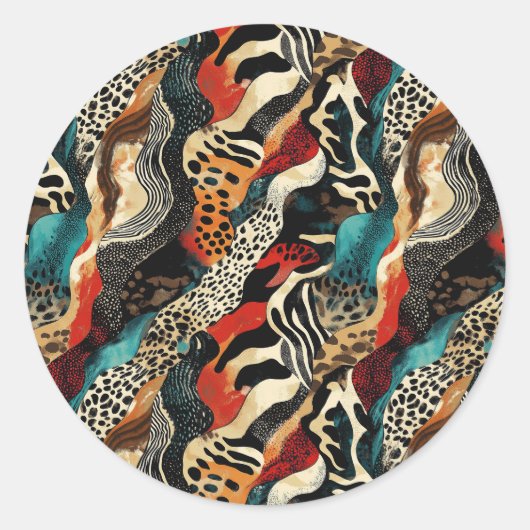 Stijlvolle Animal Print Fusion Design Ronde Sticker (Voorkant)