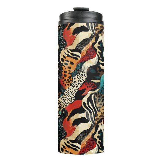 Stijlvolle Animal Print Fusion Design Thermosbeker (Voorkant)