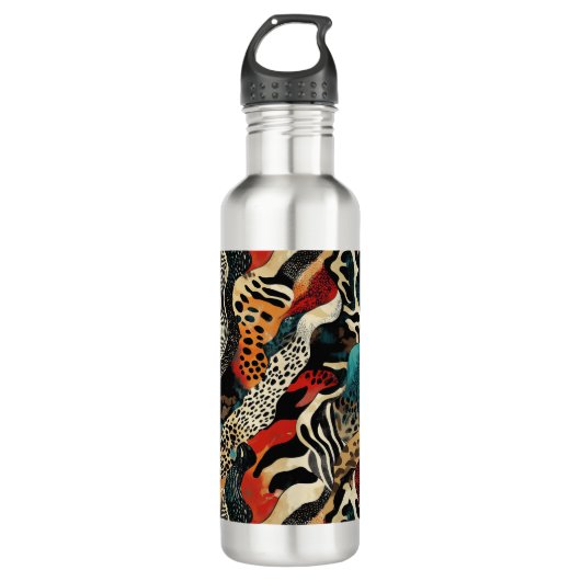 Stijlvolle Animal Print Fusion Design Waterfles (Voorkant)