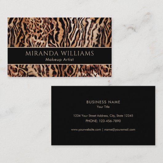 Stijlvolle Animal Print Make-up Artist Visitekaartje (Voorkant / Achterkant)