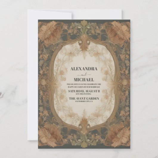Stijlvolle Antiek  Art Nouveau Floral Wedding Kaart (Voorkant)