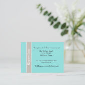 Stijlvolle Aqua Blue en Taupe Wedding Enclosure Ka Informatiekaartje (Staand voorkant)