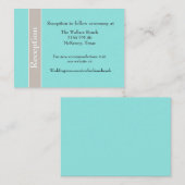 Stijlvolle Aqua Blue en Taupe Wedding Enclosure Ka Informatiekaartje (Voorkant / Achterkant)