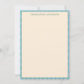 Stijlvolle Aqua Blue Geometric Border Aangepast Notitiekaartje (Voorkant)