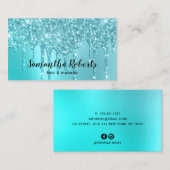 Stijlvolle aqua blue mint glitter druppelt haar en visitekaartje (Voorkant / Achterkant)