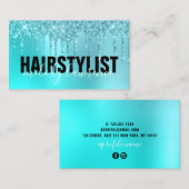 Stijlvolle aqua blue mint glitter druppelt haarsty visitekaartje (Voorkant / Achterkant)