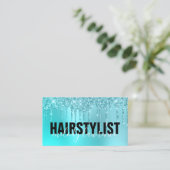 Stijlvolle aqua blue mint glitter druppelt haarsty visitekaartje (Staand voorkant)
