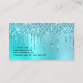Stijlvolle aqua blue mint glitter druppelt nagels visitekaartje (Achterkant)