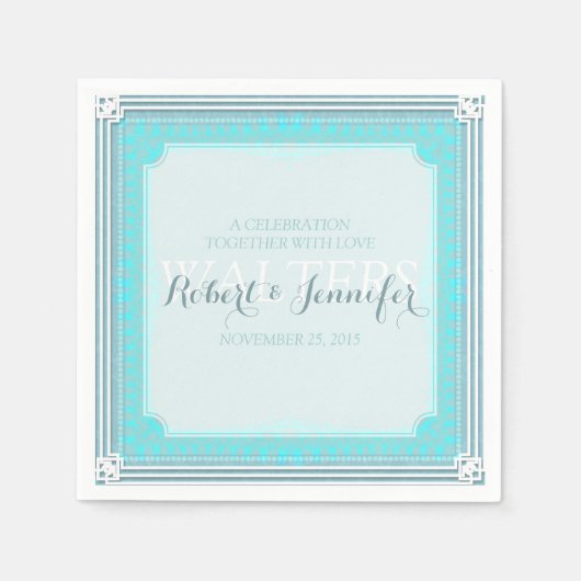 Stijlvolle Aqua Blue Wedding Dinner Papieren serve Servet (Voorkant)