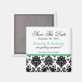 Stijlvolle Aqua Green Damask Save the Date Magnet (Voorkant / Achterkant)