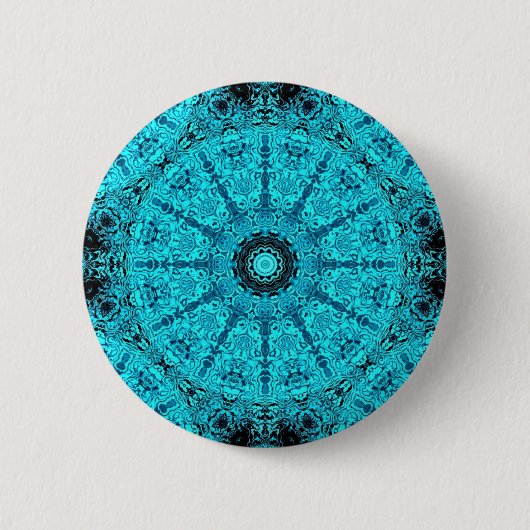 Stijlvolle aqua mandala ronde button 5,7 cm (Voorkant)