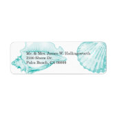 Stijlvolle Aqua Seashells Etiket (Voorkant)