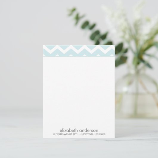 Stijlvolle Aqua Zig Zag Chevron Patroon Notitiekaa Kaart (Staand voorkant)