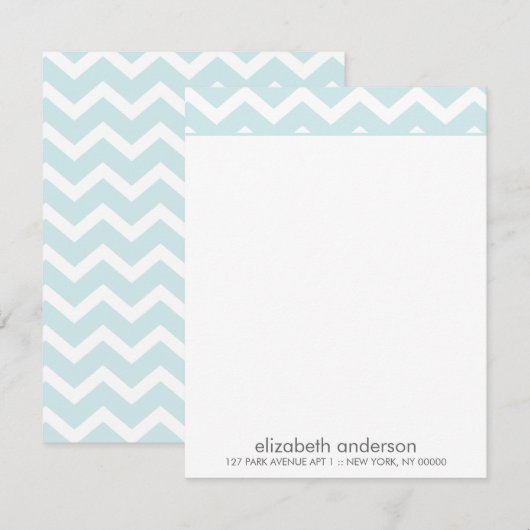 Stijlvolle Aqua Zig Zag Chevron Patroon Notitiekaa Kaart (Voorkant / Achterkant)