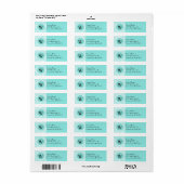 Stijlvolle Aquamarijn Chevron & Monogram Etiket (Full Sheet)