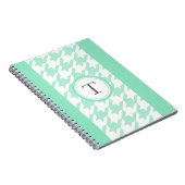 stijlvolle aquamarine houndstooth met monogram notitieboek (Rechterzijde)