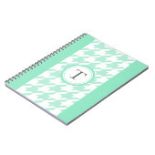 stijlvolle aquamarine houndstooth met monogram notitieboek (Linkerzijde)