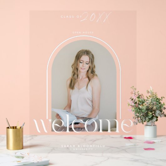 Stijlvolle Arch Foto Welkom Afstudeerfeest Acryl Bord (Huwelijk)