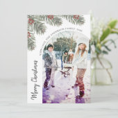 Stijlvolle Arch Vrolijke Kerstfoto Feestdagenkaart (Staand voorkant)